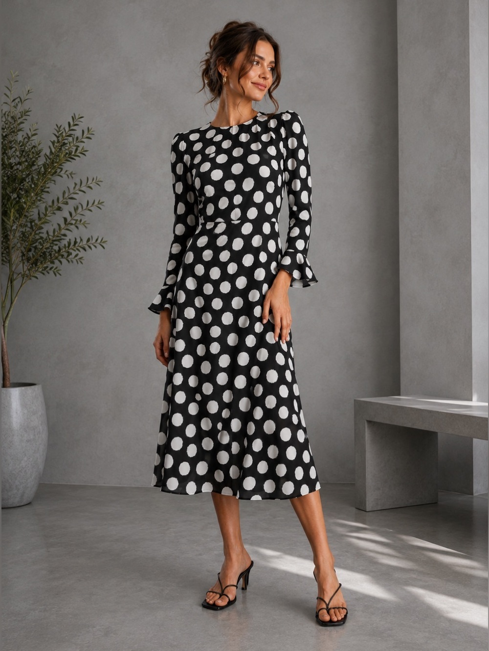 NEW Reformation Carolena Polka Midi Dress Size 0 B347